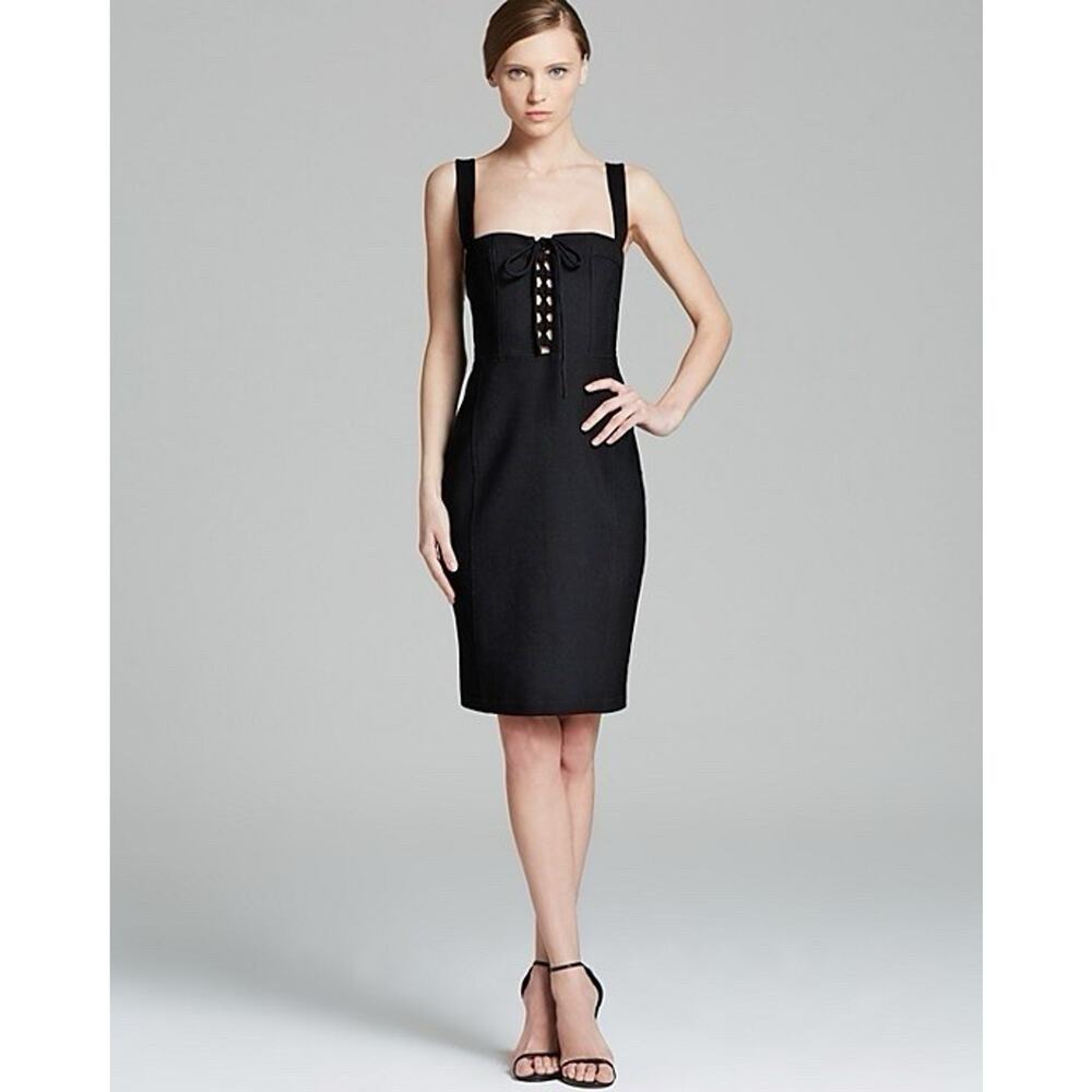 Diane von Furstenberg Scottland Bustier Dress Cocktail Black LBD NEW Womens 6